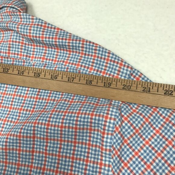TWILLORY untuck(able) Twill Shirt Men XL Pastel Orange Blue Plaid Linen - Picture 12 of 16